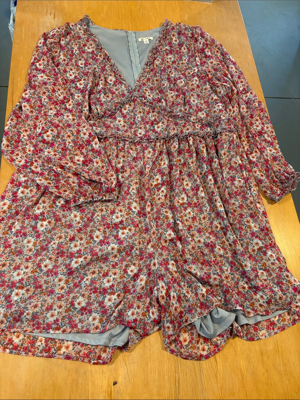 miami ~ Floral V-Neck Long Sleeve Casual Dress / Romper/ Shorts Pink Multicolor